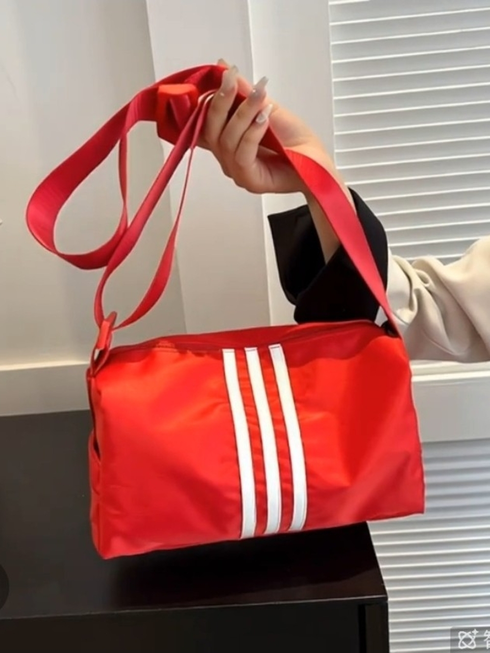 Stripe Crossbody Bag in Red & White Like New